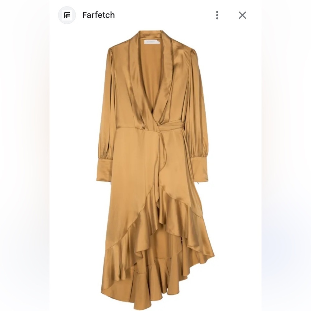 Zimmermann Silk Wrap Dress in Rich Gold